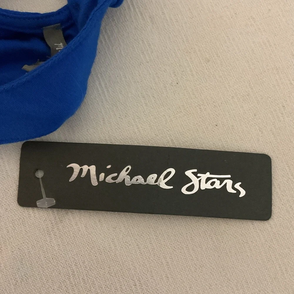 NWT Michael Stars Elegant Blue Sleeveless Top Size S.-Pleated Halter Shirt - Picture 6 of 9